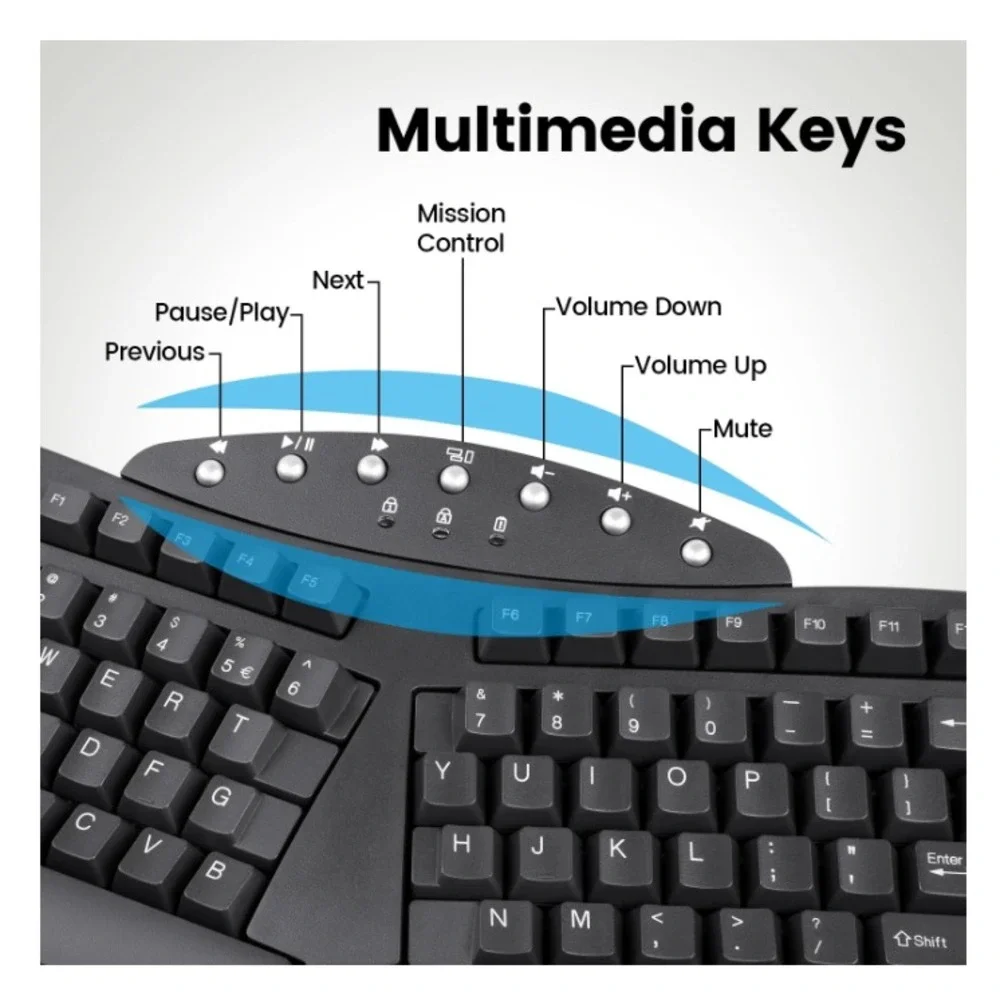 Perixx‎ Wireless Ergonomic Keyboard – PERIBOARD-612B – Dual Bluetooth & 2.4G